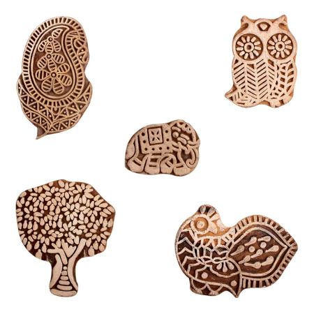 Set of 5 Piece New Mix Wooden Printing Block